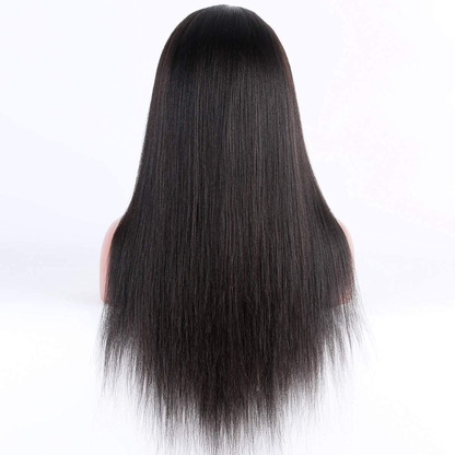 360° Free Parting Yaki Straight Brazilian Human Hair Wigs|Pre Plucked Hairline with Baby Hair