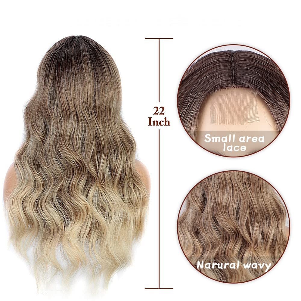 Ash Blonde Long Wavy Middle Part Full Non Lace Wig