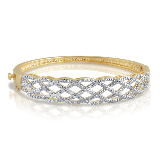 Divina Goldtone Diamond Accent Fashion Bangle. .