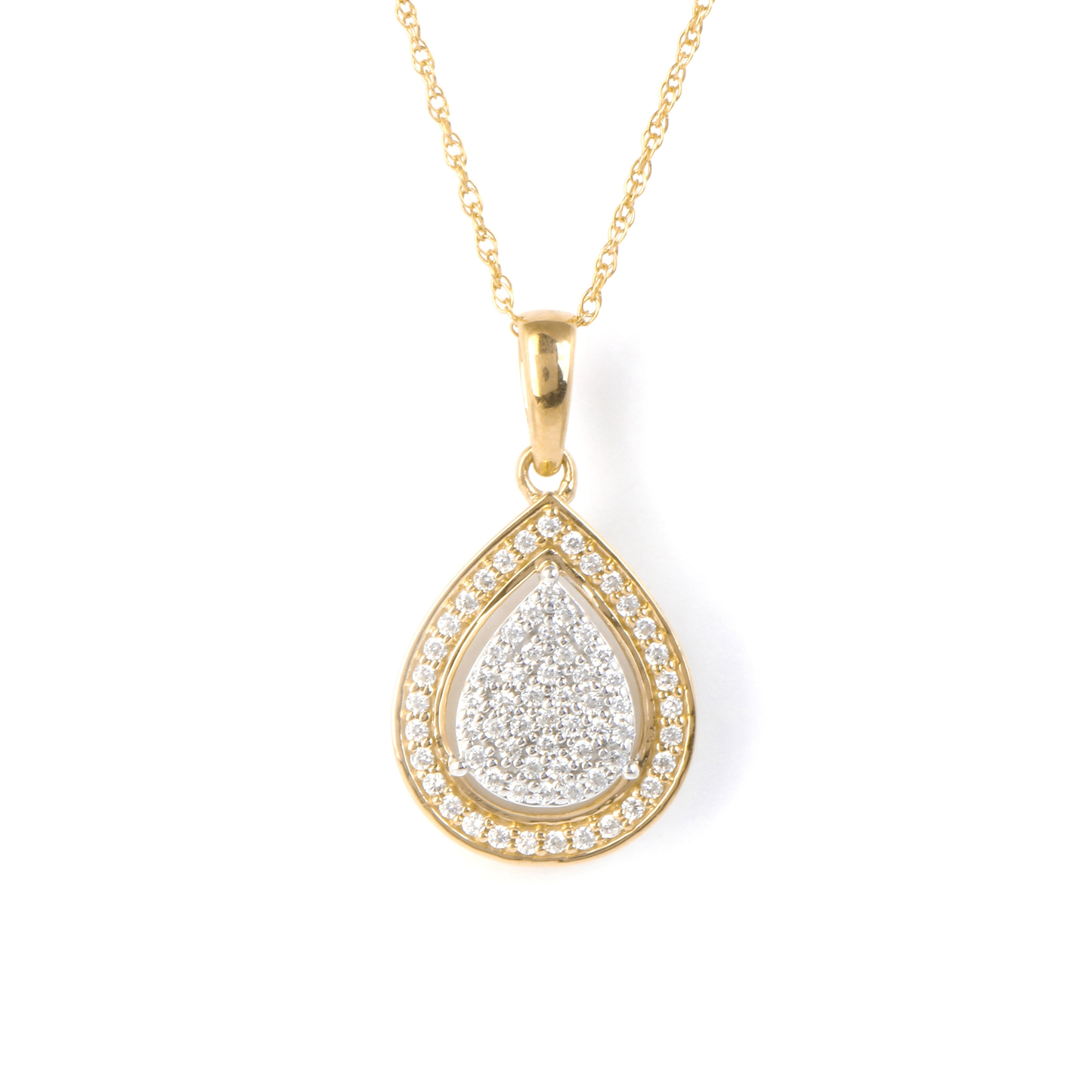 1/6Ct TDW Diamond Cluster Halo Necklace Pendant in 10K Gold by De Couer