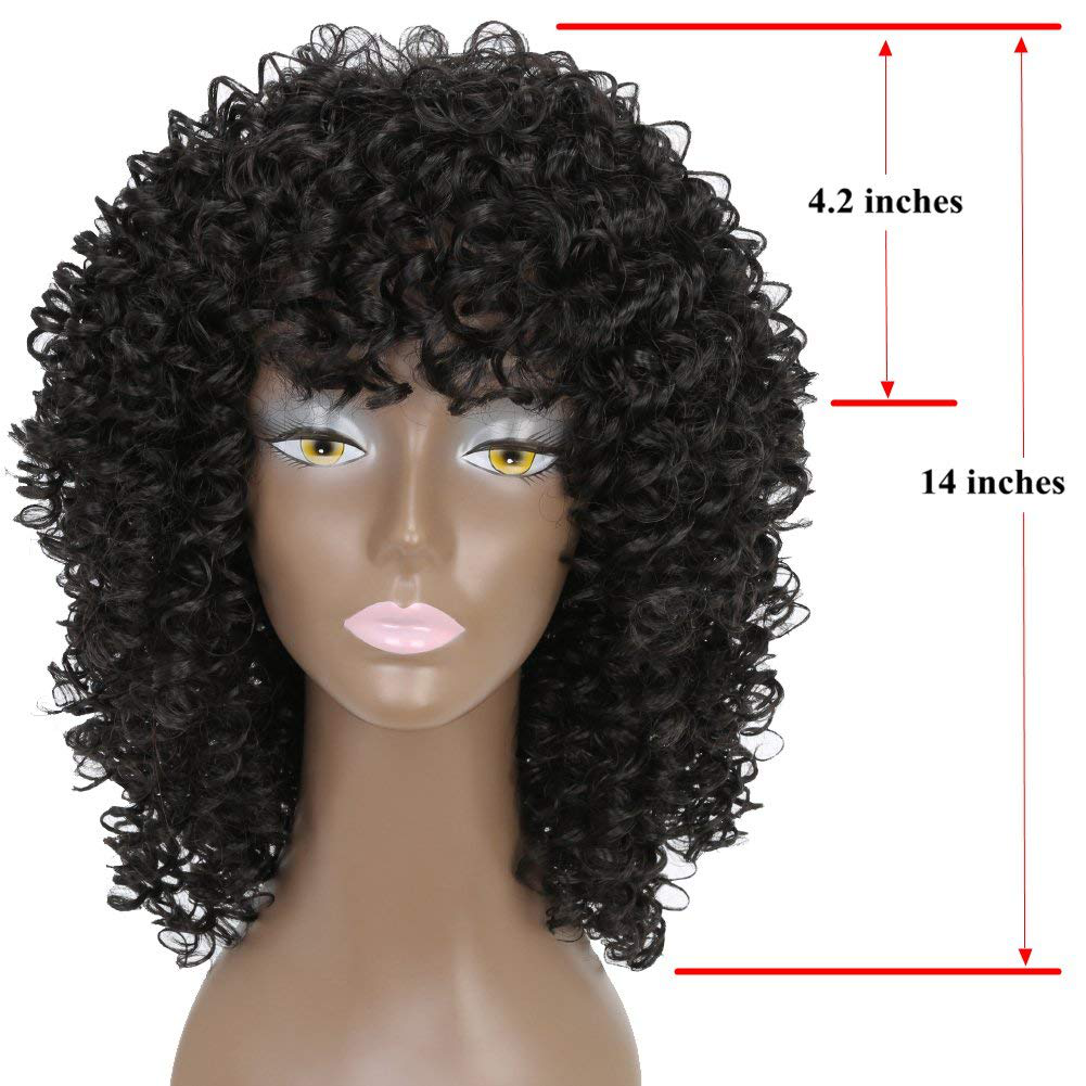 XINRAN Short Curly Afro Wig for Black Women,Kinky Black Curly Wigs for Women,Natural Synthetic Costume Curly Full Wig.
