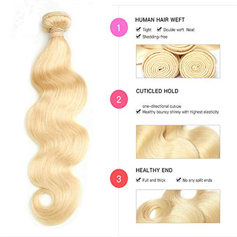 Blonde 613 Color Human Hair Weave with Lace Frontal ( Bundles with Frontal)