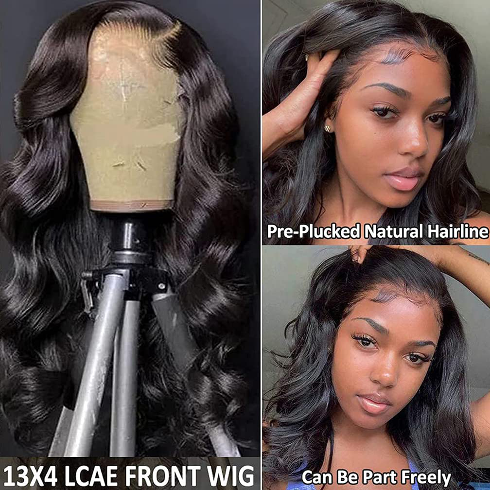 Lace Front Wigs Human Hair Body Wave 13X4 Human Hair Wigs for Black Women 150% Density Glueless Lace Frontal Wigs Brazilian Virgin Human Hair Pre Plucked Bleached Knots 20 Inch Body Wave Wigs