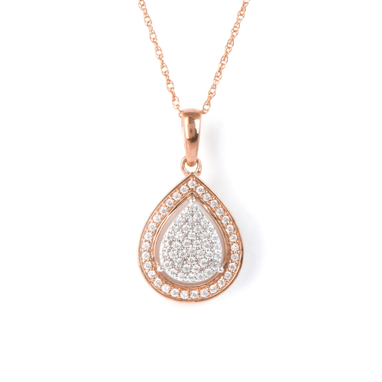 1/6Ct TDW Diamond Cluster Halo Necklace Pendant in 10K Gold by De Couer