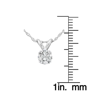 14K White Gold 1/2 CT round Diamond Solitaire Pendant