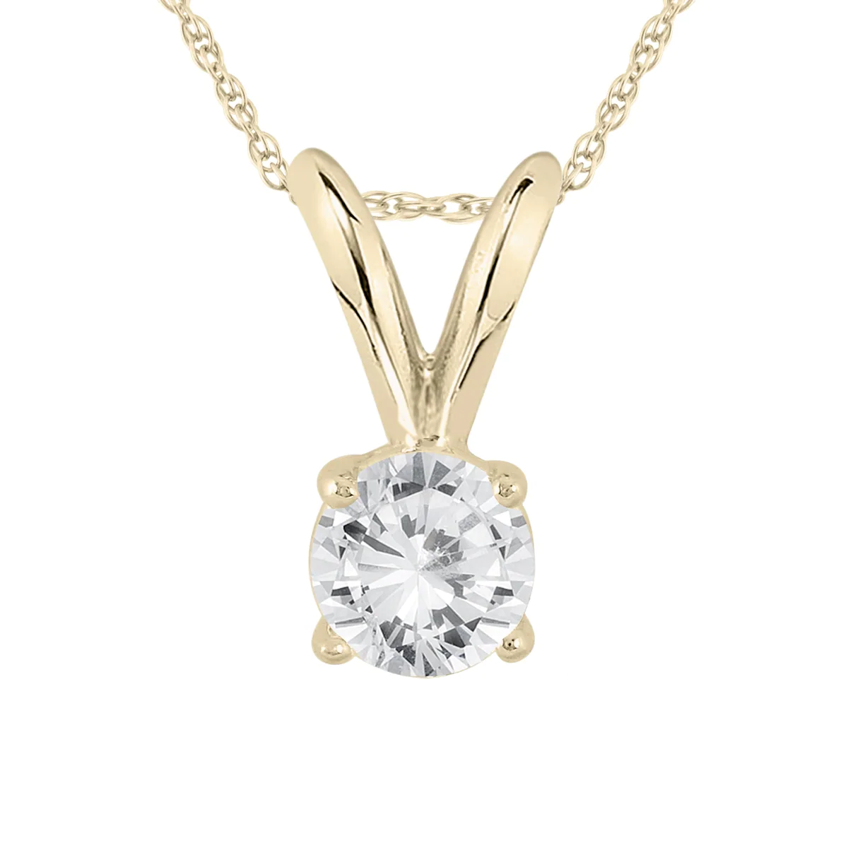  14K Yellow Gold Diamond Solitaire Pendant Necklace