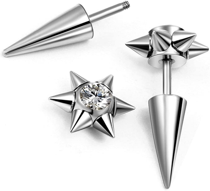  Spike Rivet Stainless Steel Stud Earrings 