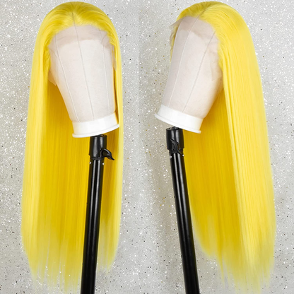 SheerBeaute 22inch Yellow Long Straight Lace Front Wig 