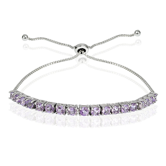 Glitzy Rocks Sterling Silver Birthstone Adjustable Slider Bracelet