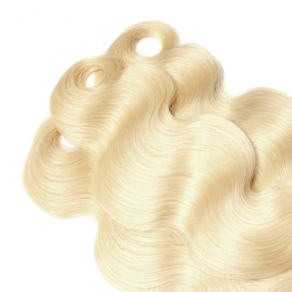 613 Human Hair Blonde Bundles with Closure|Hair Weave Extensions 