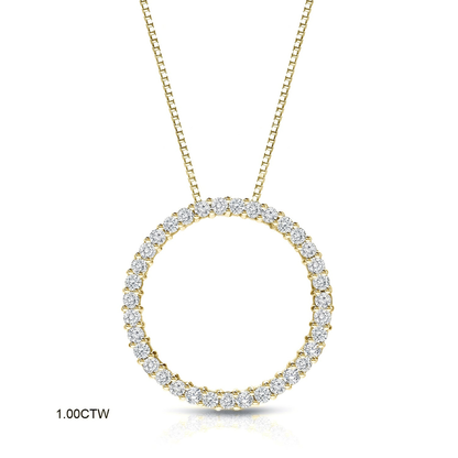 Auriya 0.15 to 1 1/2Ctw Diamond Circle Necklace 14K Yellow Gold