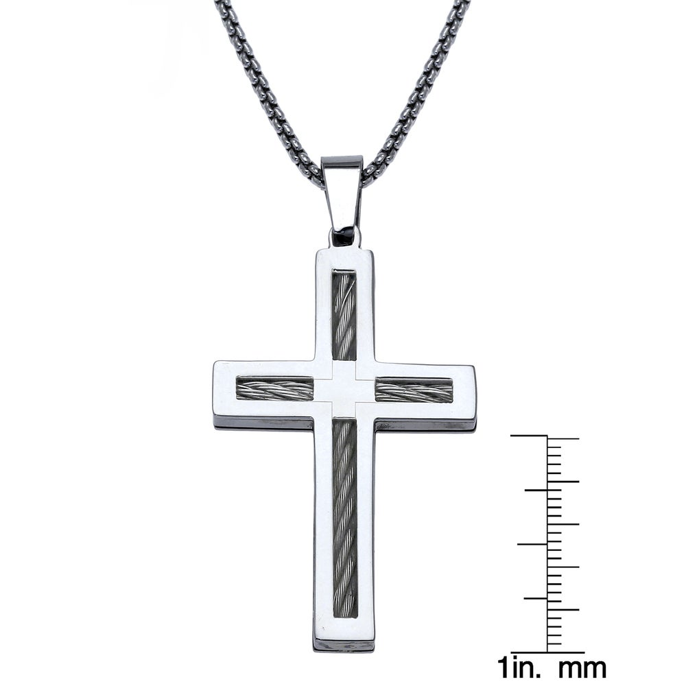 Stainless Steel Mens Cross Pendant