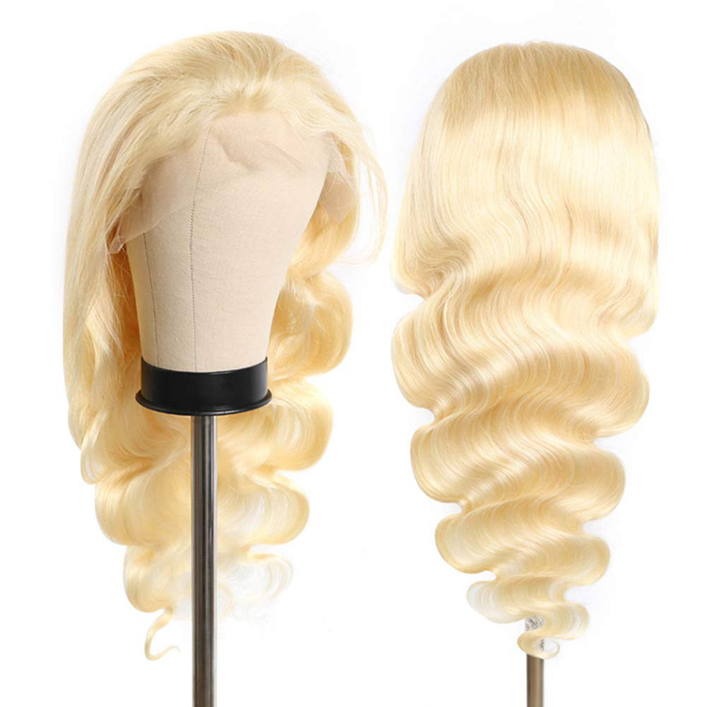 24 Inch Body Wave Blonde HD Transparent Human Hair  Lace Front Wigs 