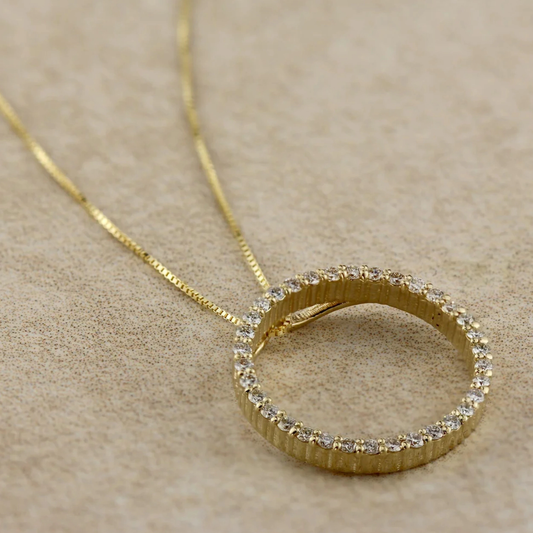 Auriya 0.15 to 1 1/2Ctw Diamond Circle Necklace 14K Yellow Gold