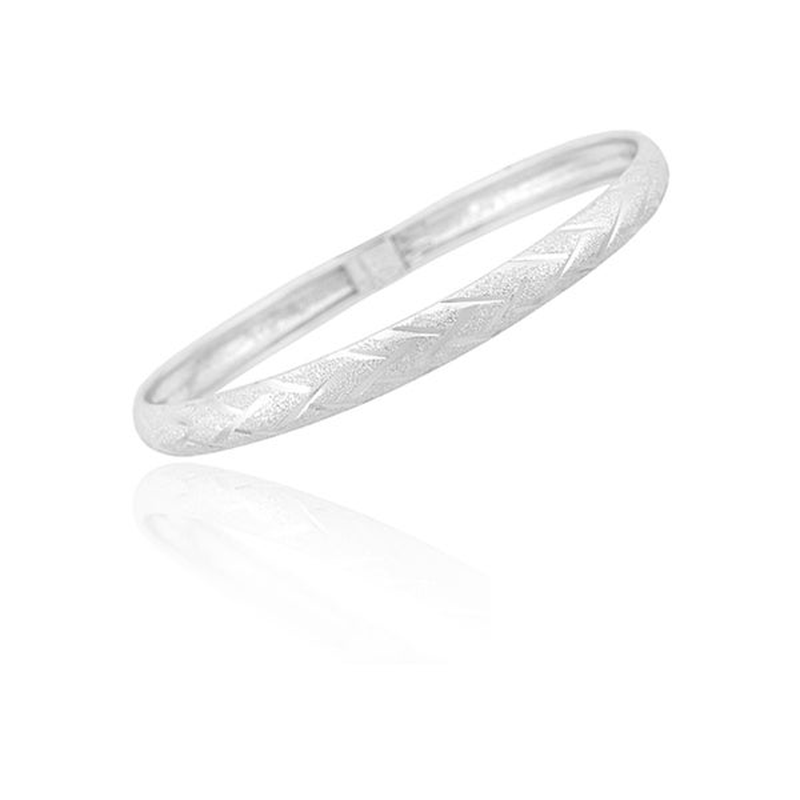 Mondevio Sterling Silver Diamond-Cut Flex Bangle Bracelet