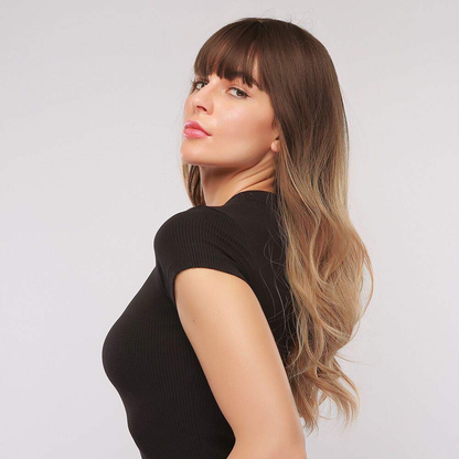  Ombre Blonde Natural Wavy Wig with Bangs