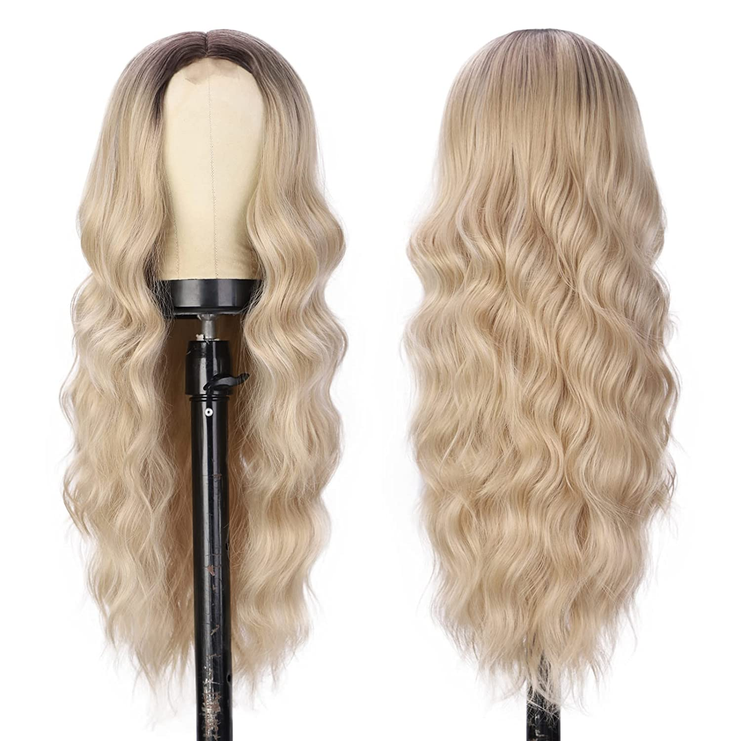 Ombre Blonde Long Wavy Middle Part Wig 