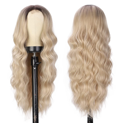Ombre Blonde Long Wavy Middle Part Wig 