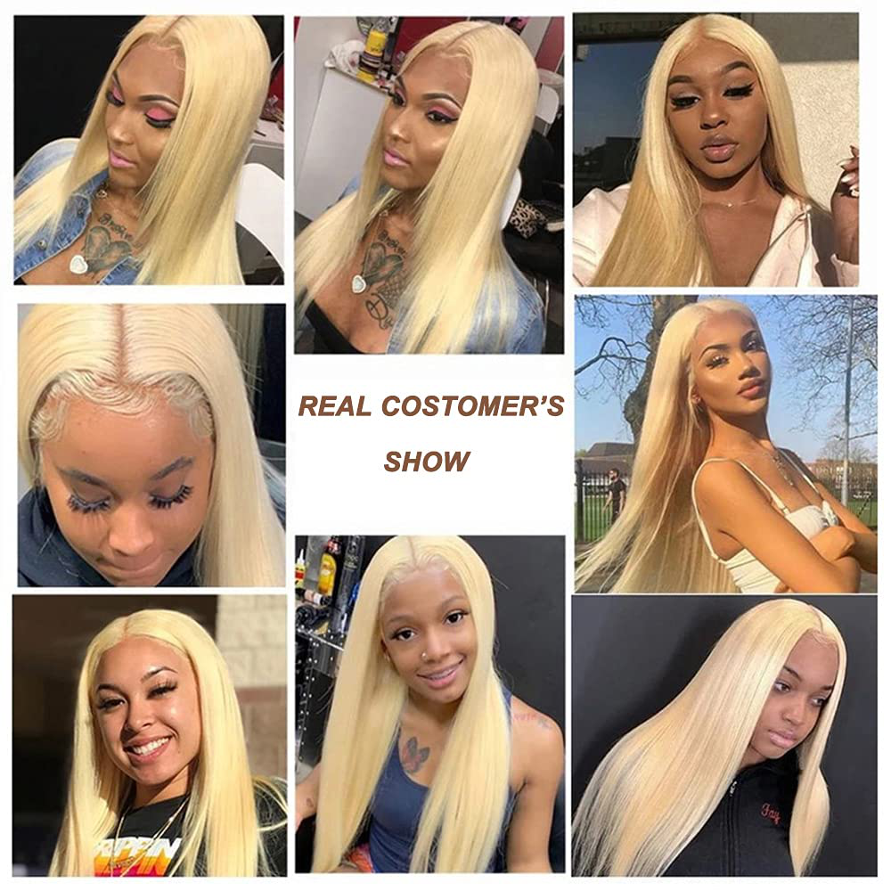 T Part 30Inch 613 Lace Frontal Human Hair Wig Pre Plucked with Baby Hair 
