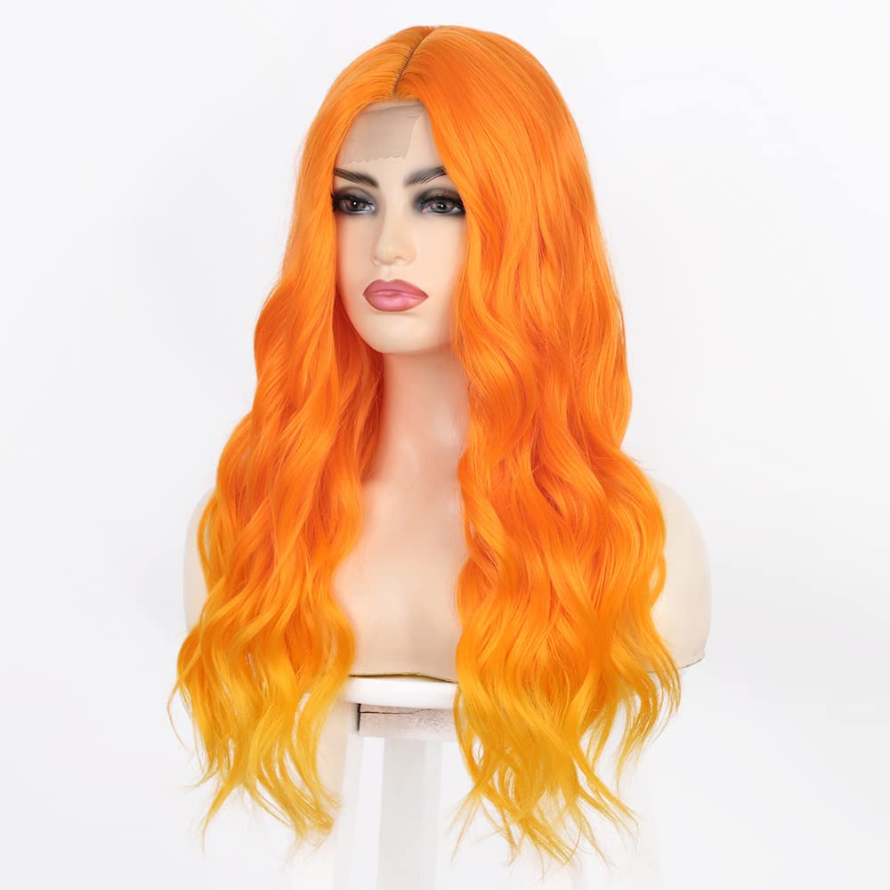 Long Wavy Ombre Orange Full Wig