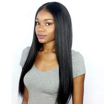 360° Free Parting Yaki Straight Brazilian Human Hair Wigs|Pre Plucked Hairline with Baby Hair