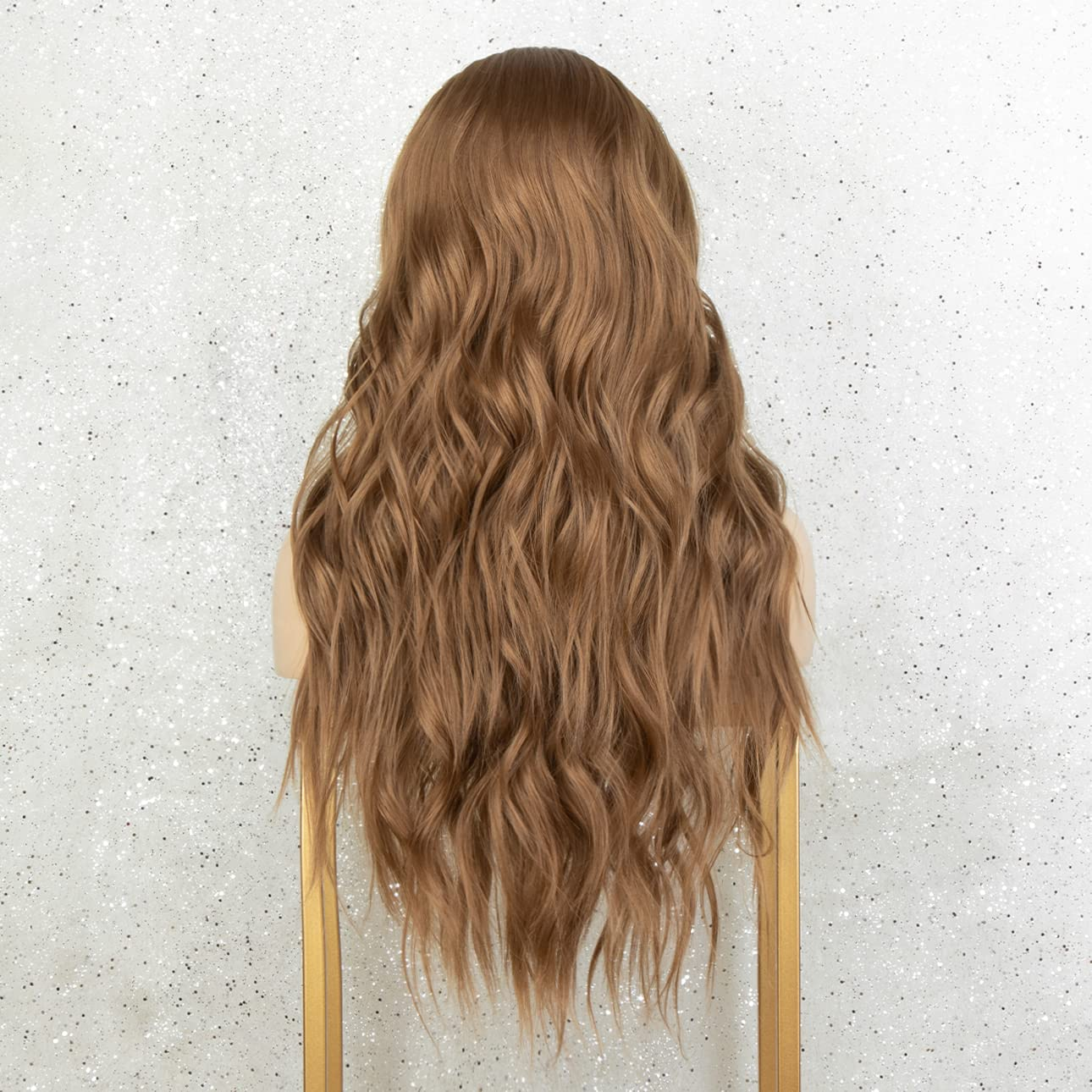  Golden Brown  22 inches Wavy Long Lace Front Wig