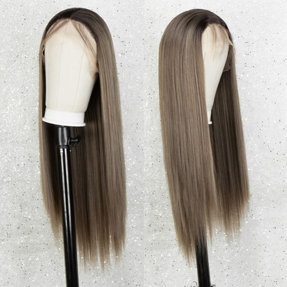Ombre Brown 13x4 Long Straight Lace Front Wig 