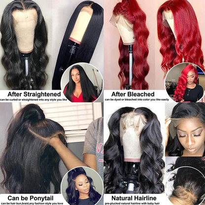 Lace Front Wigs Human Hair Body Wave 13X4 Human Hair Wigs for Black Women 150% Density Glueless Lace Frontal Wigs Brazilian Virgin Human Hair Pre Plucked Bleached Knots 20 Inch Body Wave Wigs