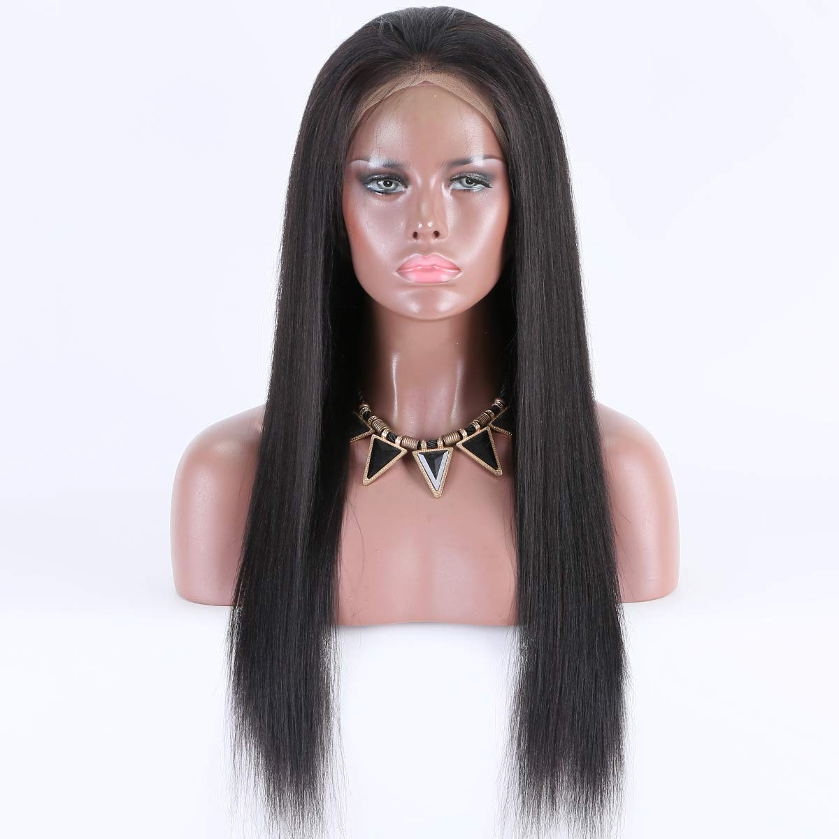 360° Free Parting Yaki Straight Brazilian Human Hair Wigs|Pre Plucked Hairline with Baby Hair