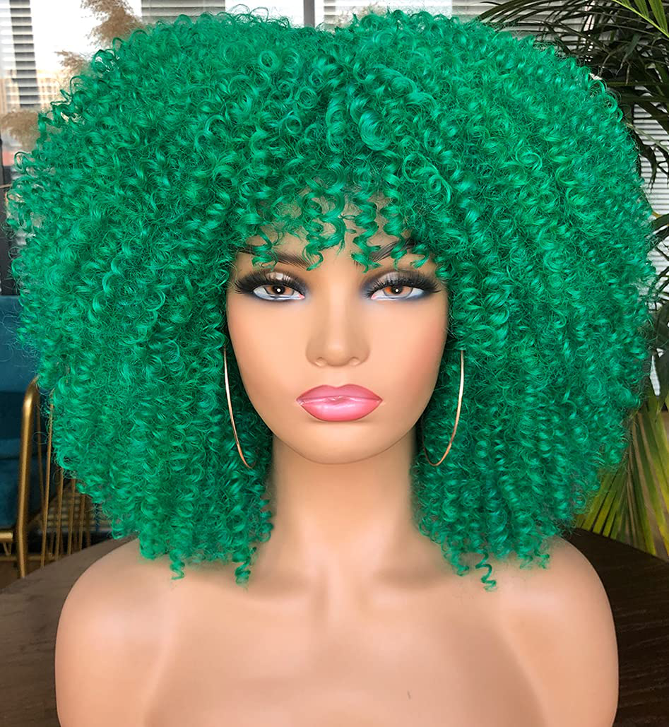 Short Curly Afro Wig with Bang Full Wig