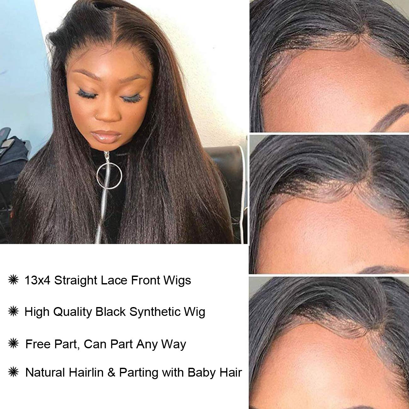 Black Long Straight Lace Front Wig|SheerBeaute 24inch Wig