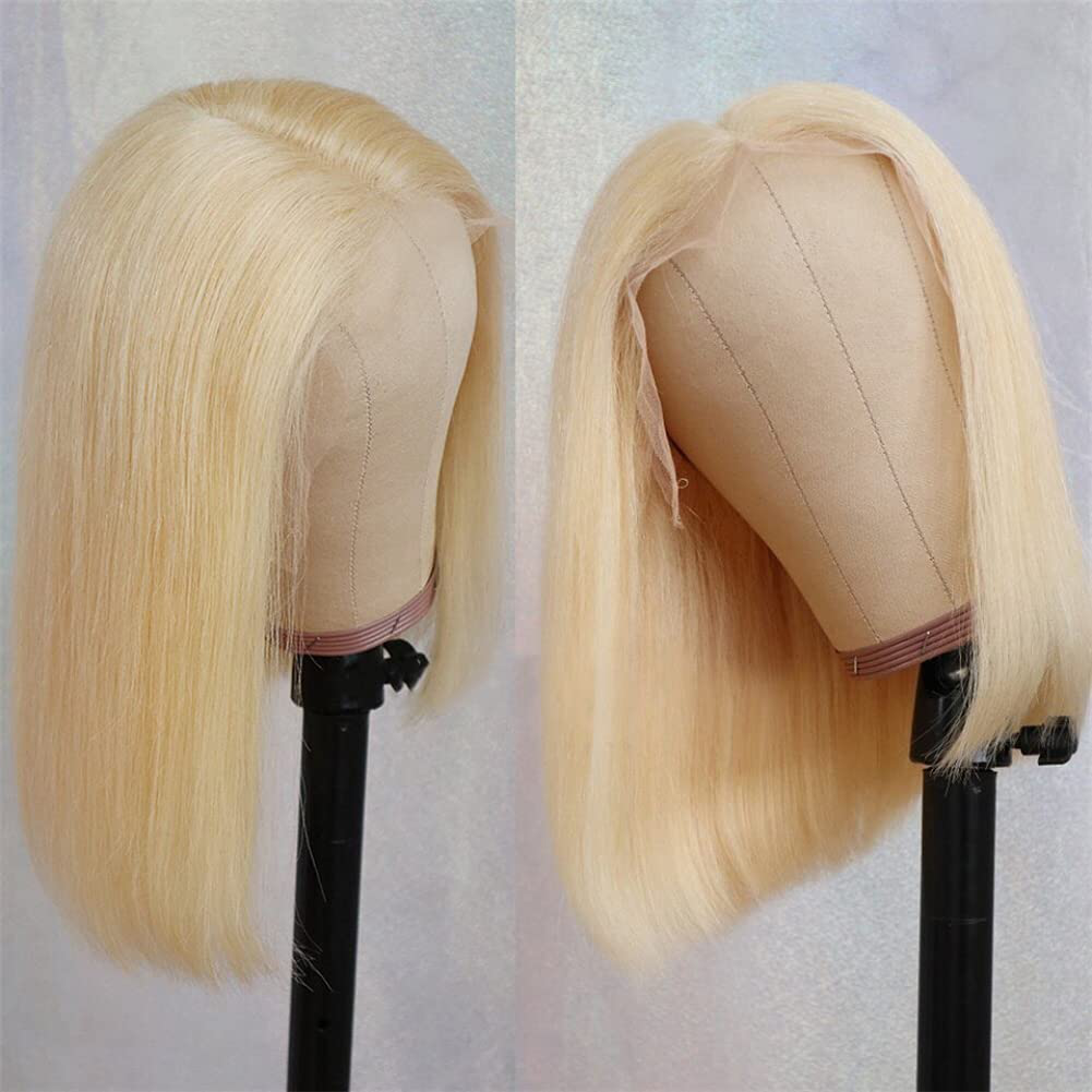 613 Blonde Straight Short Bob Human Hair Wig |T-Part Wig 