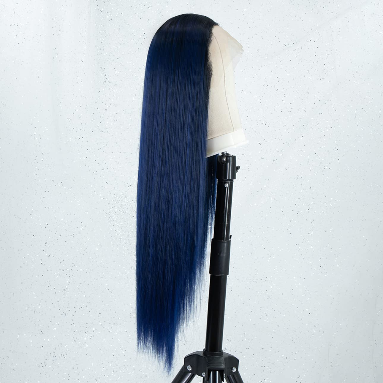 Ombre Blue Long Silky Straight Lace Front Wig 