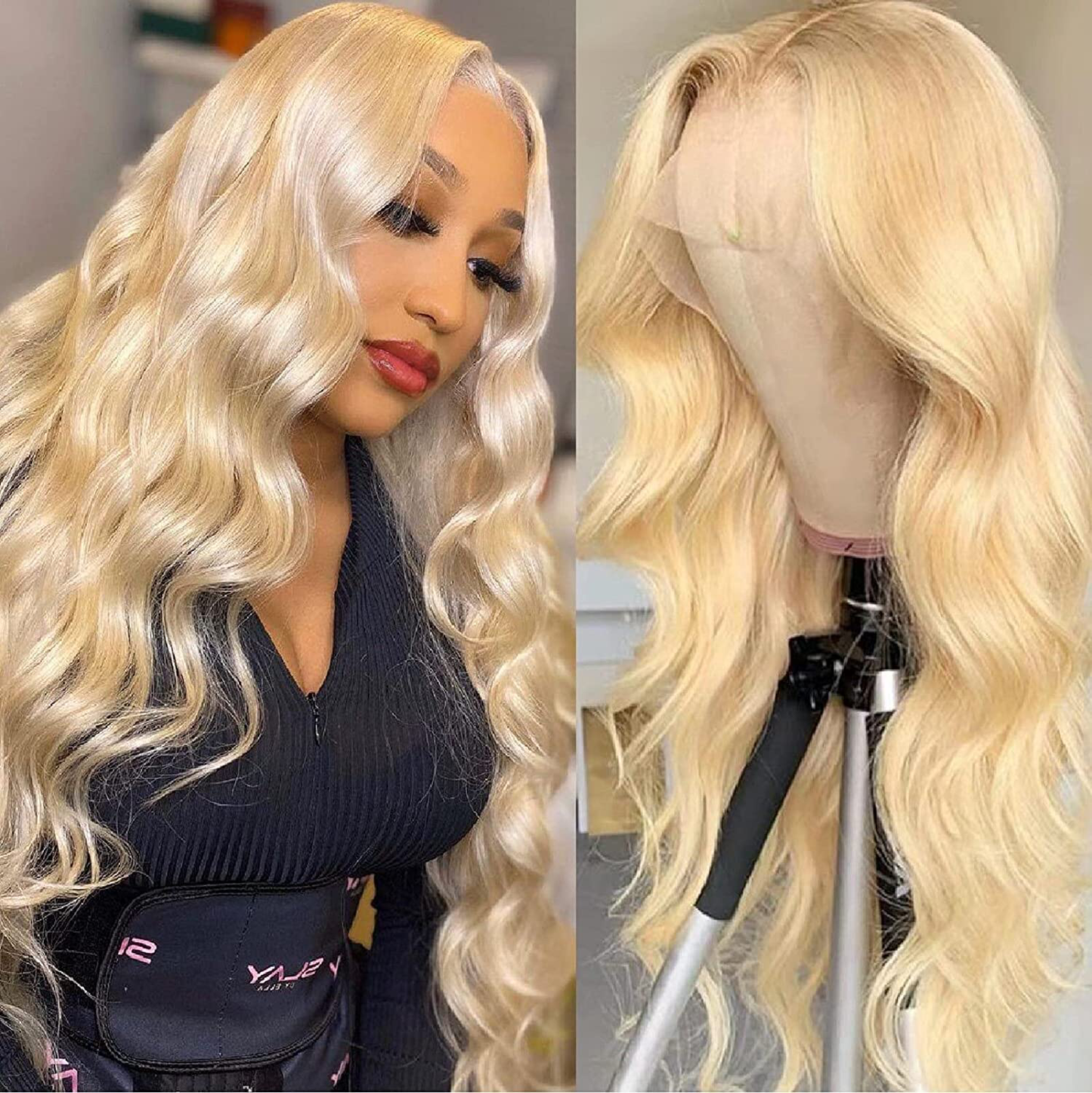  Body Wave 13X4 HD 613 Lace Frontal Human Hair Wig Pre Plucked with Baby Hair 