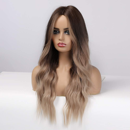 Ombre Brown to Blonde Long Natural Wave Wig