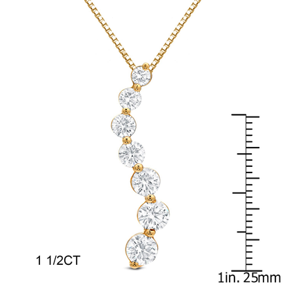  14K Gold Seven Stone Diamond Necklace 
