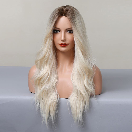 Dark Rooted Brown- Honey Blonde Long Wavy Curly Wig 