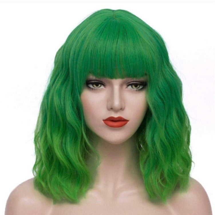 Green -Short Bob Curly Wavy Hair Wigs for Women|DragQueen Hair Styles