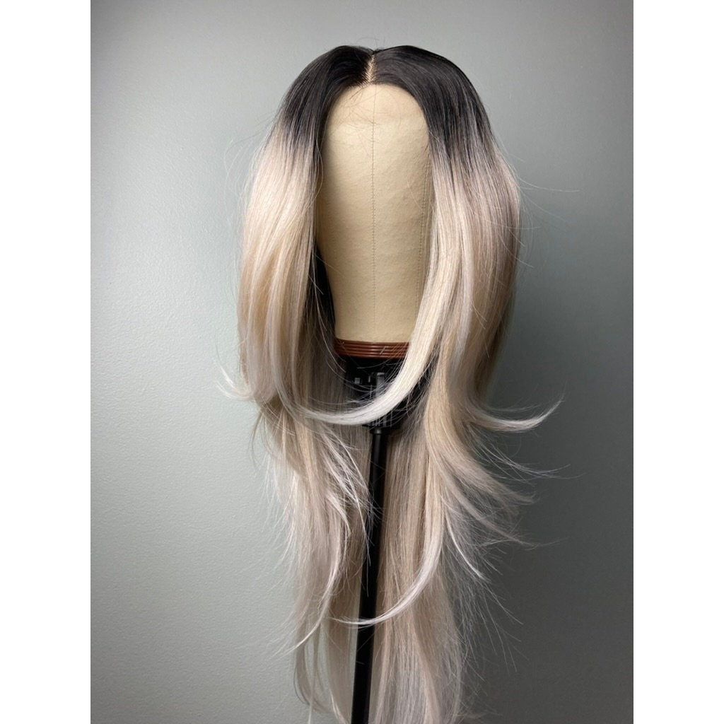 Blonde Wigs With Black Roots ,Lace Front Wigs
