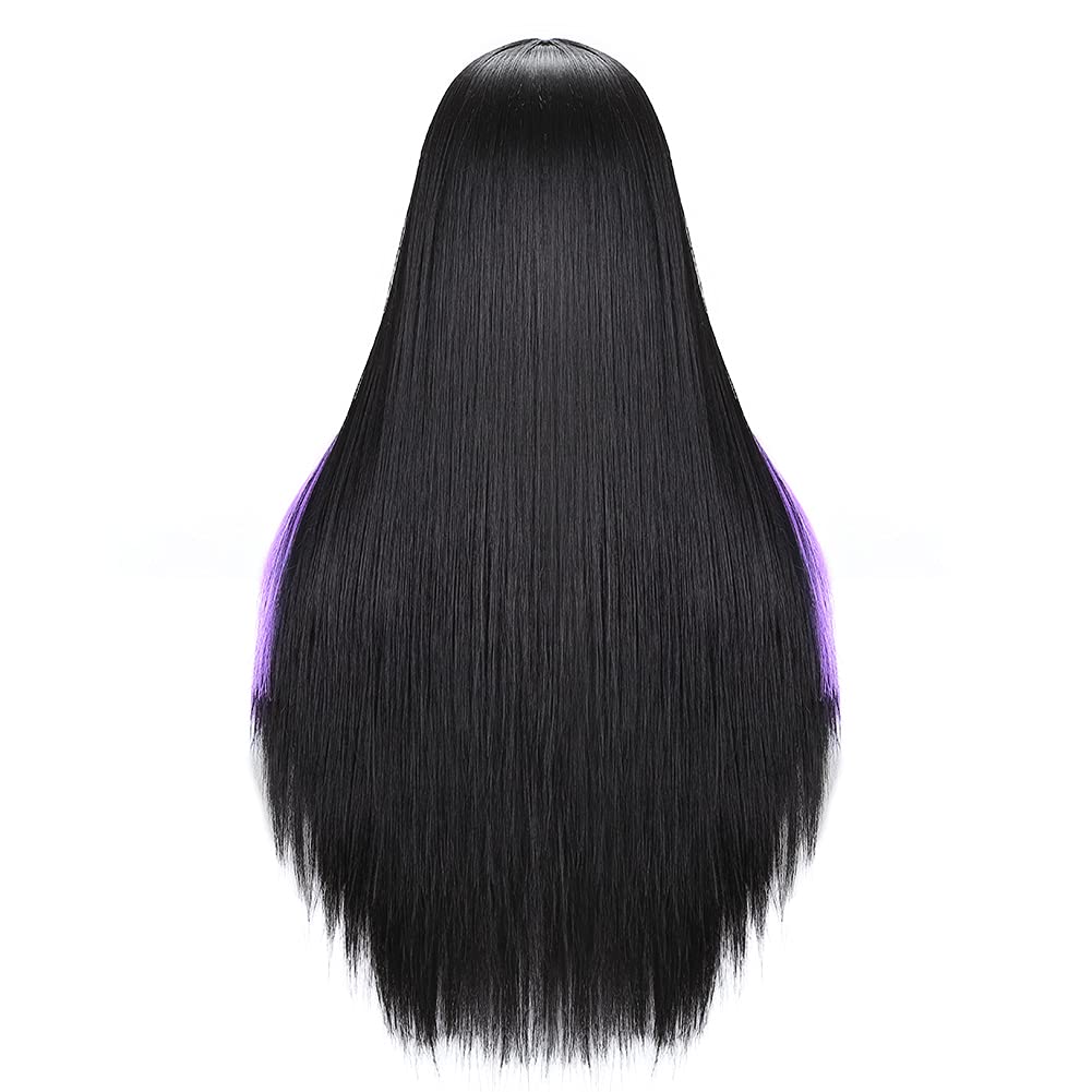 Black Hair Highlight With Purple Hair Wigs