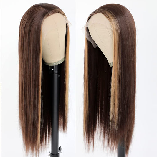 Brown Highlight Hair -Lace Front Wig