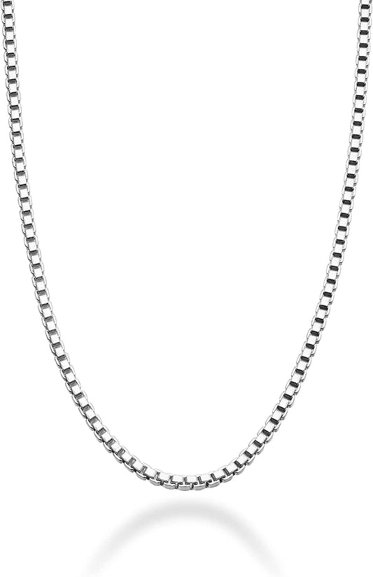 Solid 925 Sterling Silver Italian 1mm Box Chain Unisex