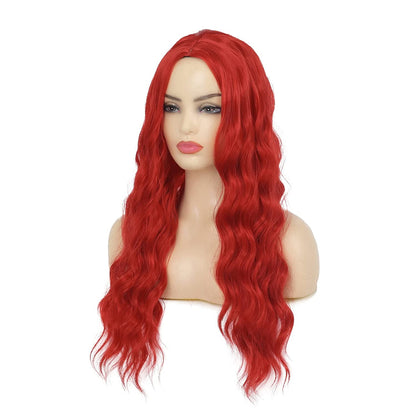 Long Curly Middle Part Red Hair Wig