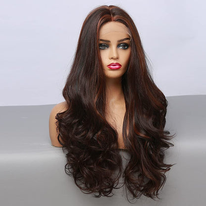 Auburn Highlight Curly Lace Front Wig