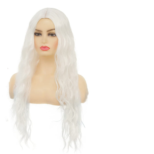 Long Curly Wavy White Non Lace Wig