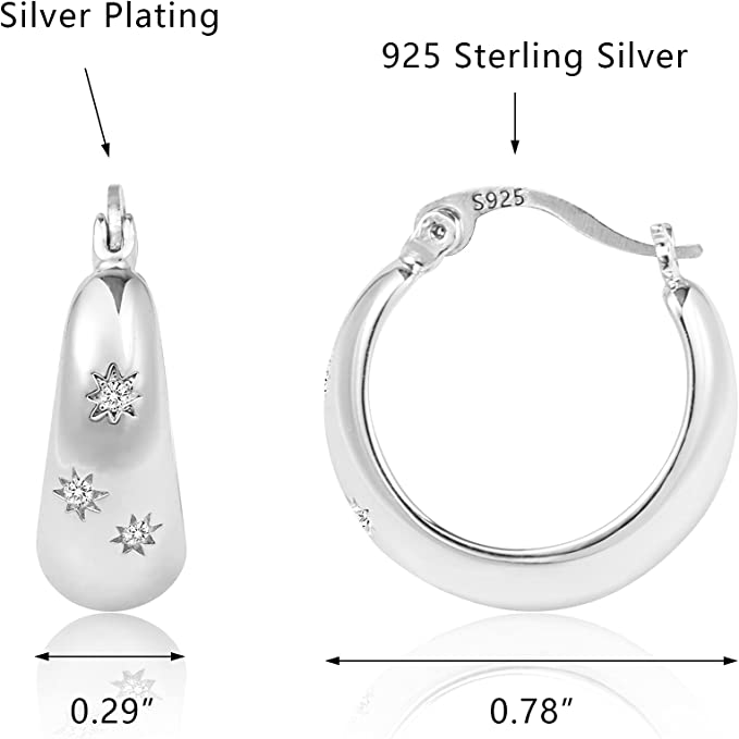 Silver Chunky Hoop Earrings for Women