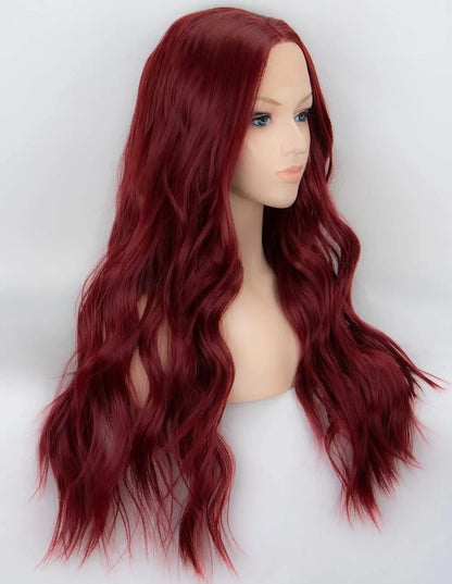 Burgundy Middle Parting Wavy Lace Wig