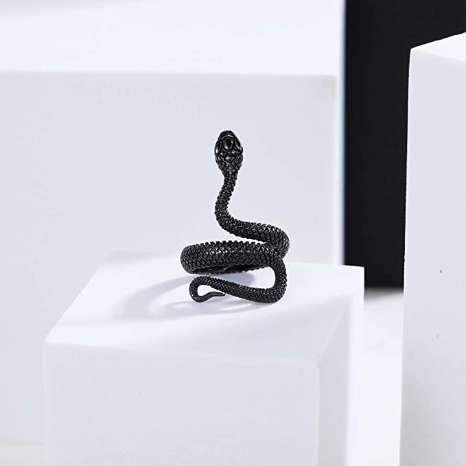 Black Vintage Snake Ring for Men Women