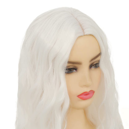 Long Curly Wavy White Non Lace Wig