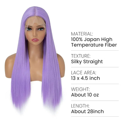 Violet Purple Middle Part Lace Front Wig